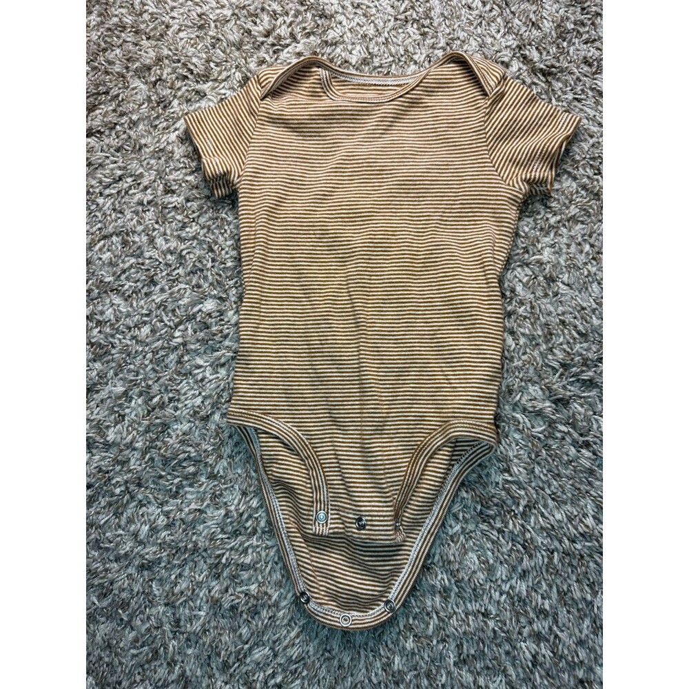 Carter’s Baby Brown White Stripe Bodysuit 18M Short Sleeve Snap Bodysuit